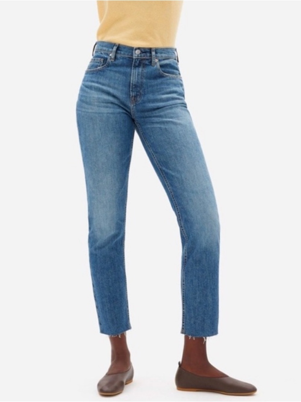 Everlane The Cheeky Jean Straight Leg Raw Hem Denim • Women’s 33R